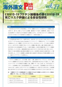vol.77　COVID-19ワクチン接種後の非COVID-19死亡リスク評価による安全性研究