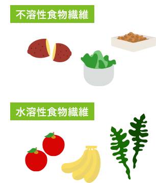 不溶性食物繊維と水溶性食物繊維が含まれる食品画像