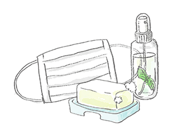 ハッカ油のマスクの作り方のイメージイラスト