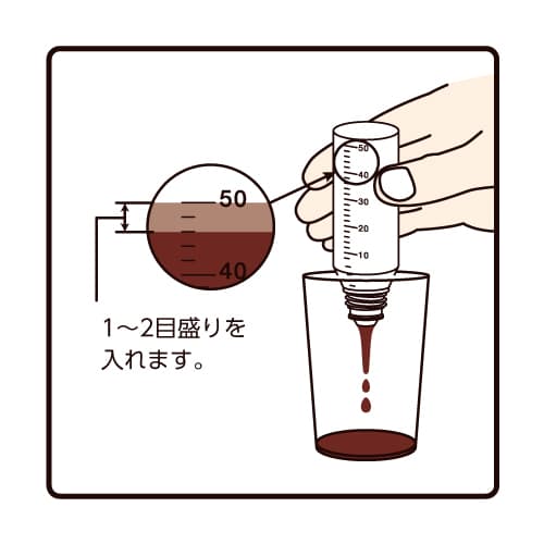 1〜2目盛りを入れます。