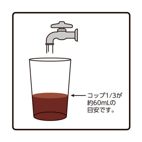 コップ1/3が約60mLの目安です。